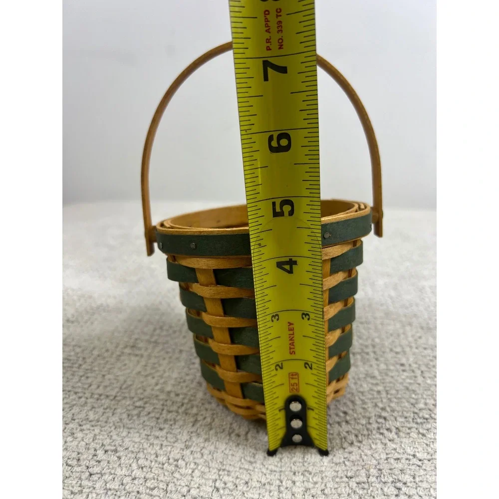 Longaberger 2007 Tree Trimming‎ Miniature Basket with Protector Green Accent